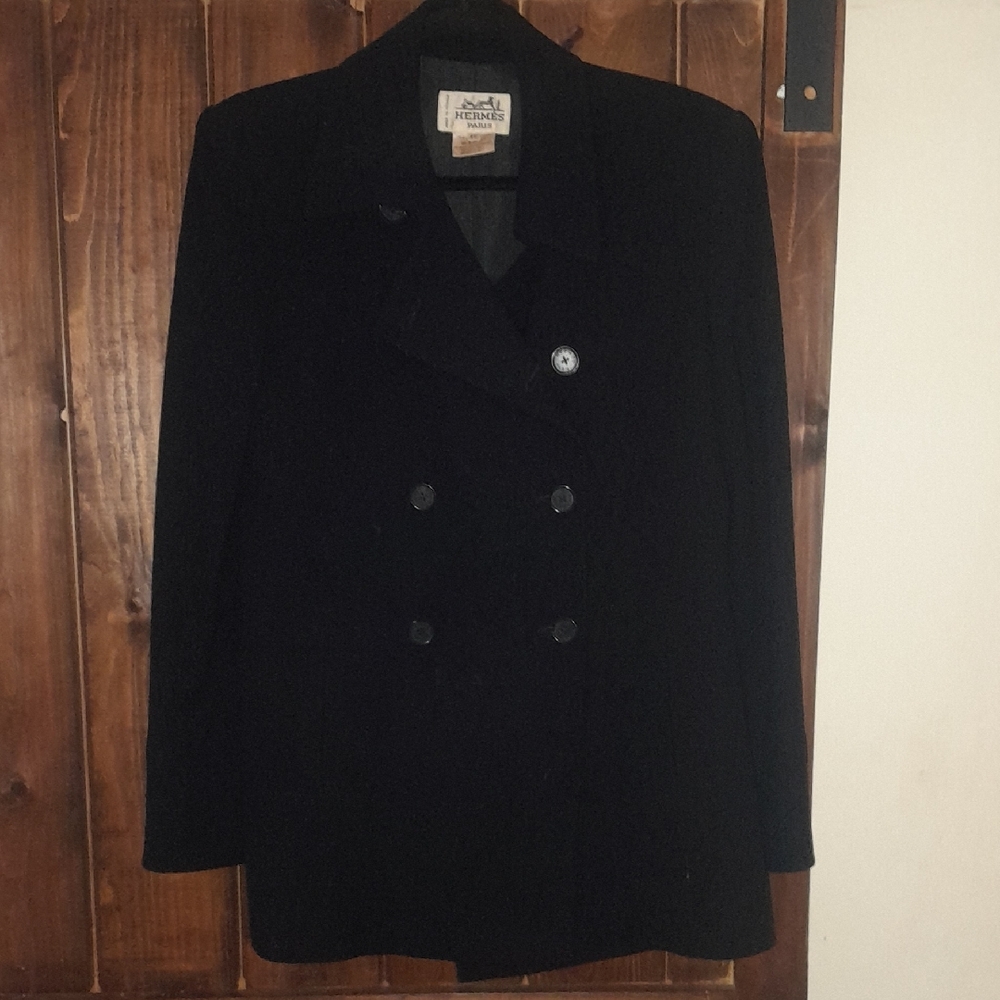Hermes Black Pea Coat  Need To Sell   It Was My Moms Whenshe Was In France..